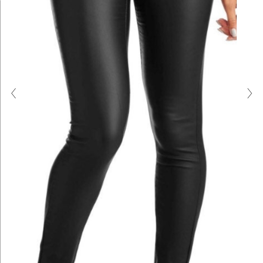 Black faux leather pants